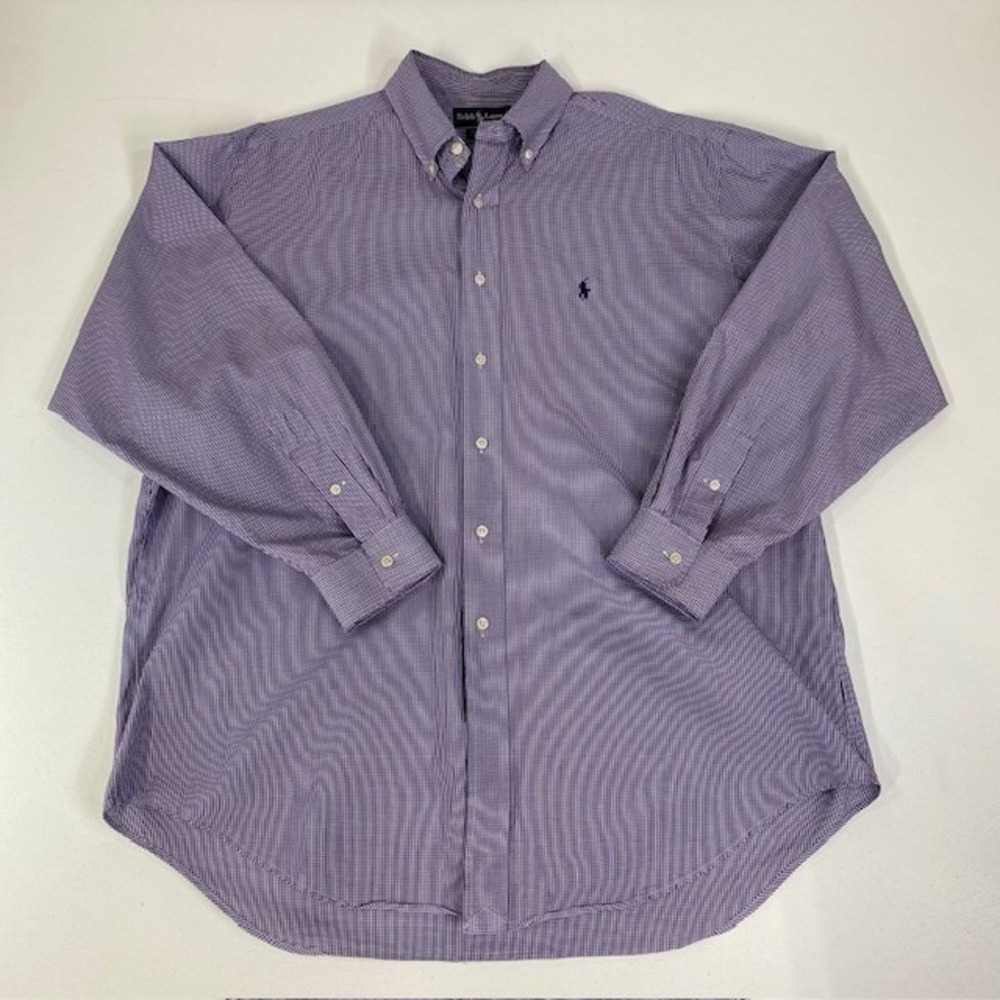 Ralph Lauren Yarmouth Button Down Shirt Gingham Checkered Long Sleeve 17 34/35